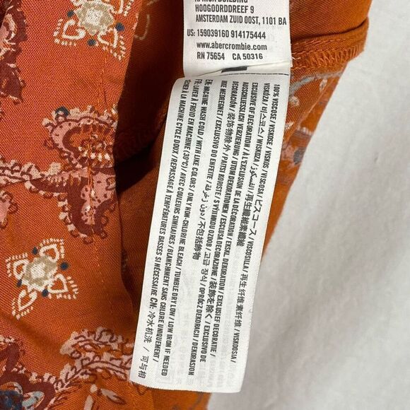 Abercrombie & Fitch Orange Paisley Long Sleeve Romper - Women’s S - Picture 8 of 9